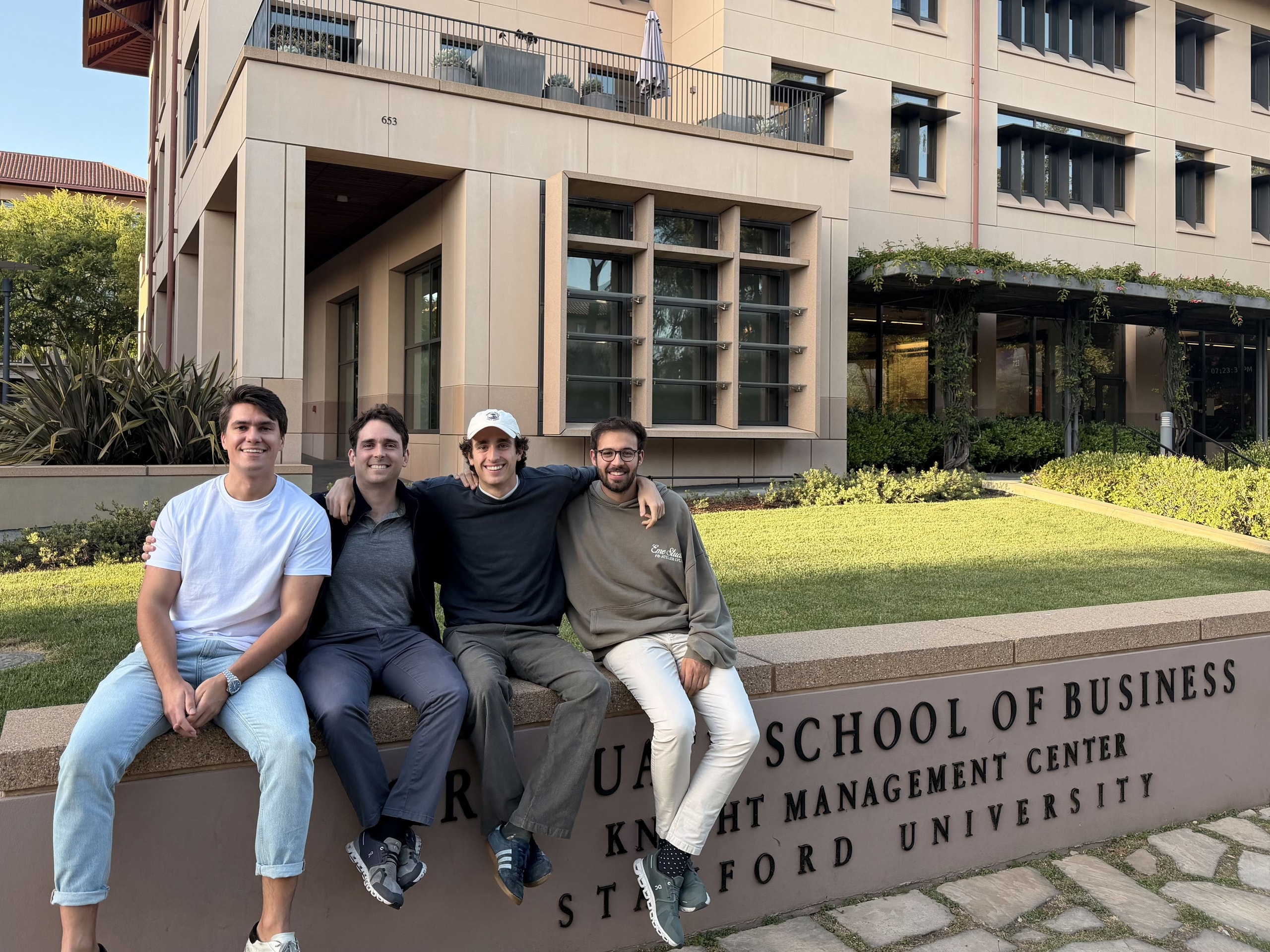 Harbor's founders at the Stanford Graduate School of Business. From left: Daniel Elechiguerra, Cristian Bartolome, Luis Botin and Jesus Santos.